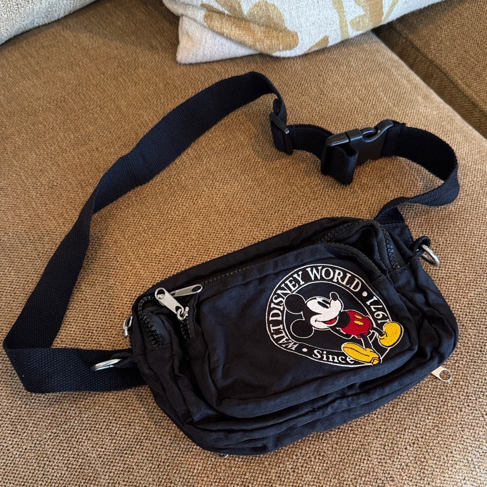 Vintage Disney World Black Waist Bag